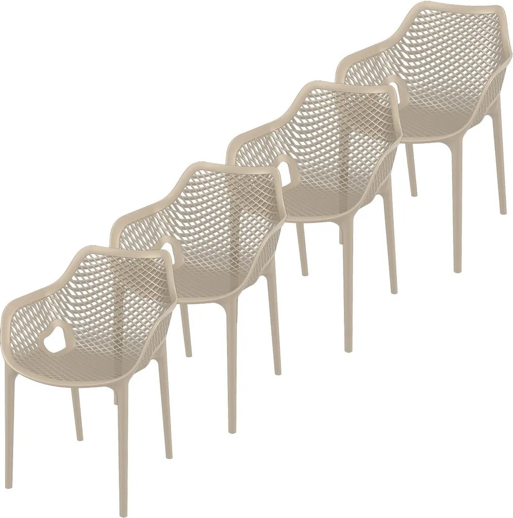 Garden Impressions Air XL design tuinstoel taupe - 4 stuks