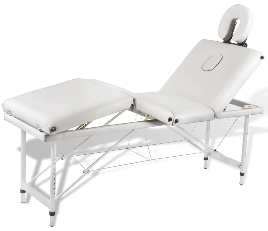 vidaXL Massagetafel inklapbaar met aluminium frame (vier delen / crèmewit)