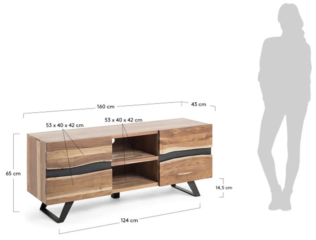 Kave Home Uxia Boomstam Tv-meubel Met Deuren - 160x43x65cm.
