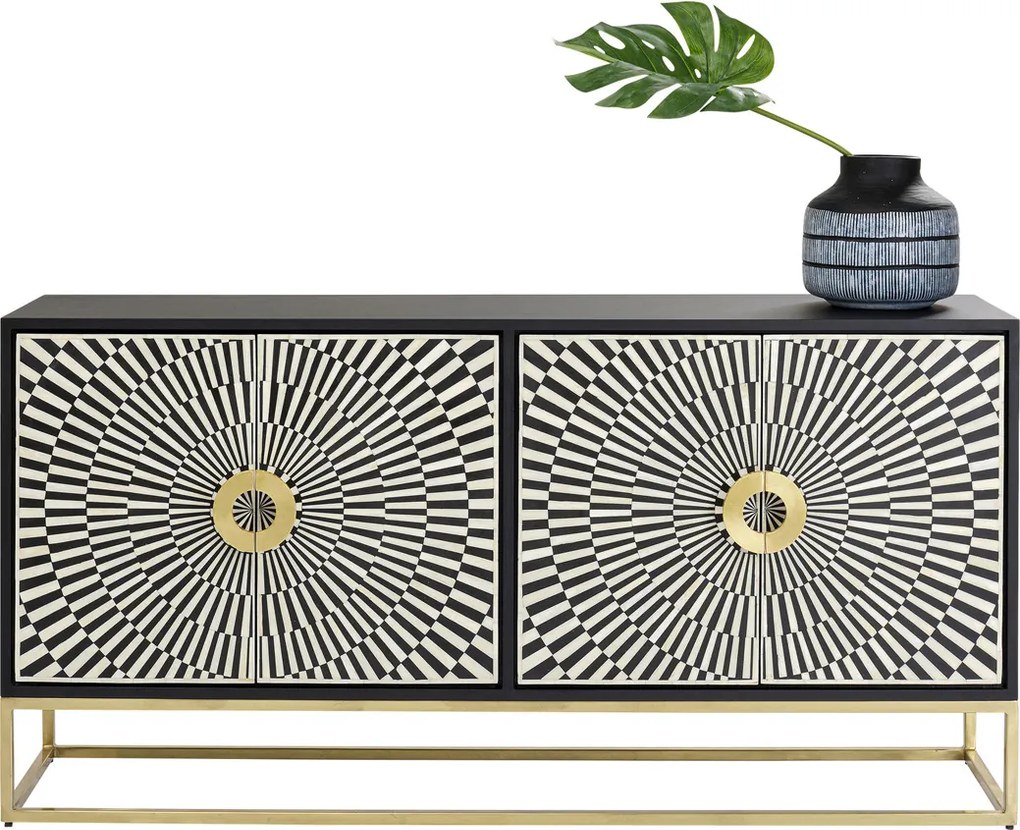 Design Dressoir Zwart Wit - 160x40x80cm.