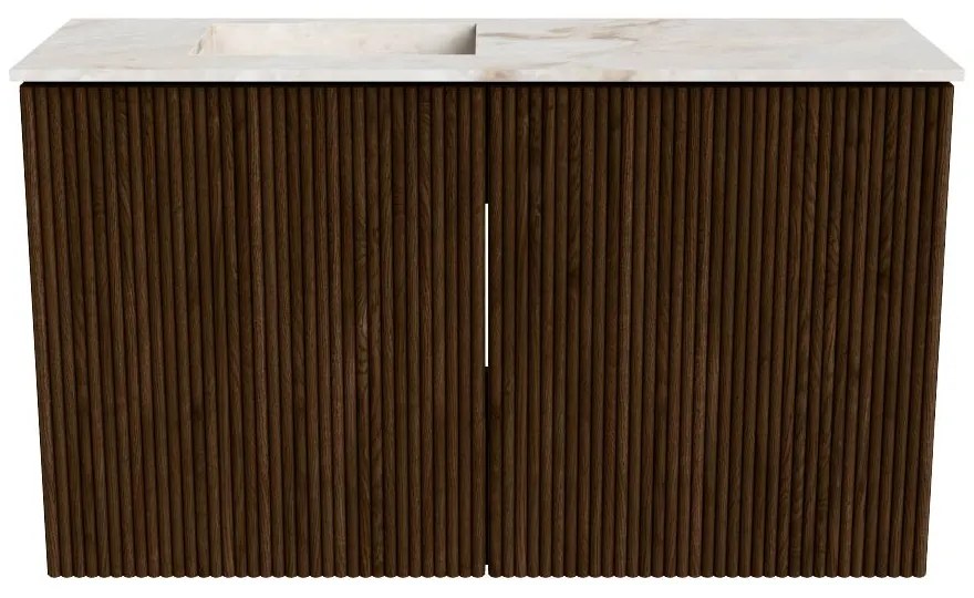 Mondiaz Joya DLux 70cm toiletmeubel walnut met wastafel faye links 1 kraangat frappe
