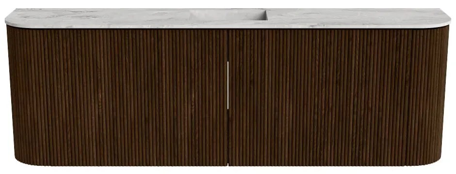 Mondiaz Joya DLux 125cm toiletmeubel ronding links/rechts walnut met wastafel faye midden zonder kraangat glace