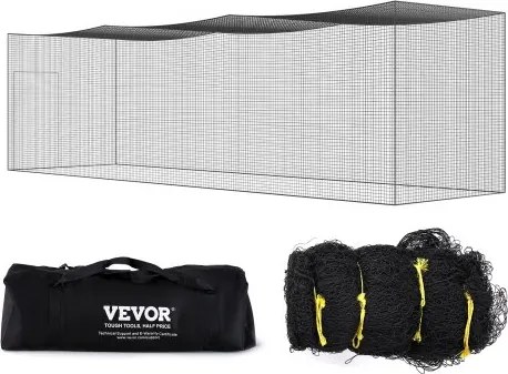 VEVOR Honkbalkooinet voor thuis of in de tuin, 35 voet, honkbalkooinet voor slaan en opzetten, honkbalnet, slagkooi, voor kinderen of volwassenen, zwart (alleen net)