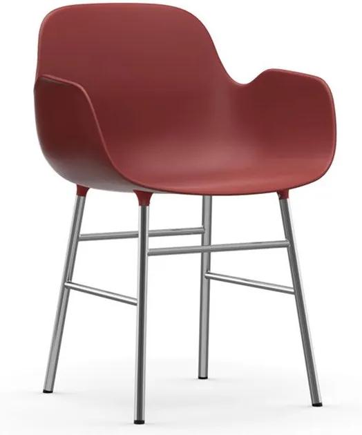 Normann Copenhagen Form Armchair stoel met verchroomd onderstel rood