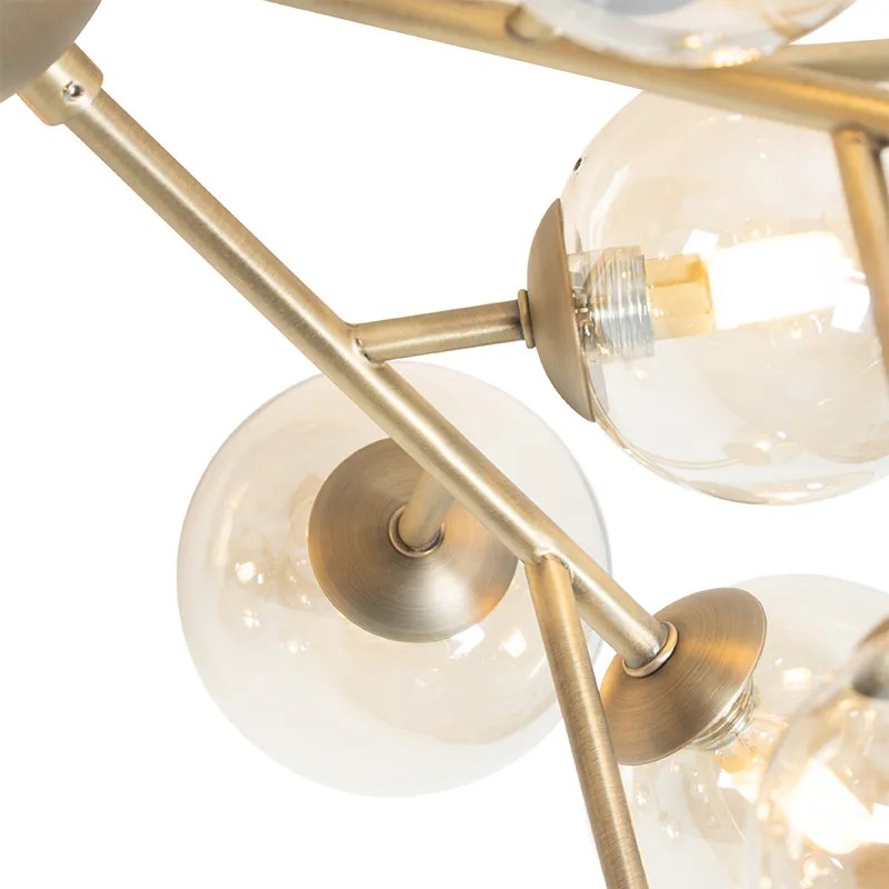 Art Deco plafondlamp brons met amber glas 20-lichts - Bianca Art Deco G9 rond Binnenverlichting Lamp