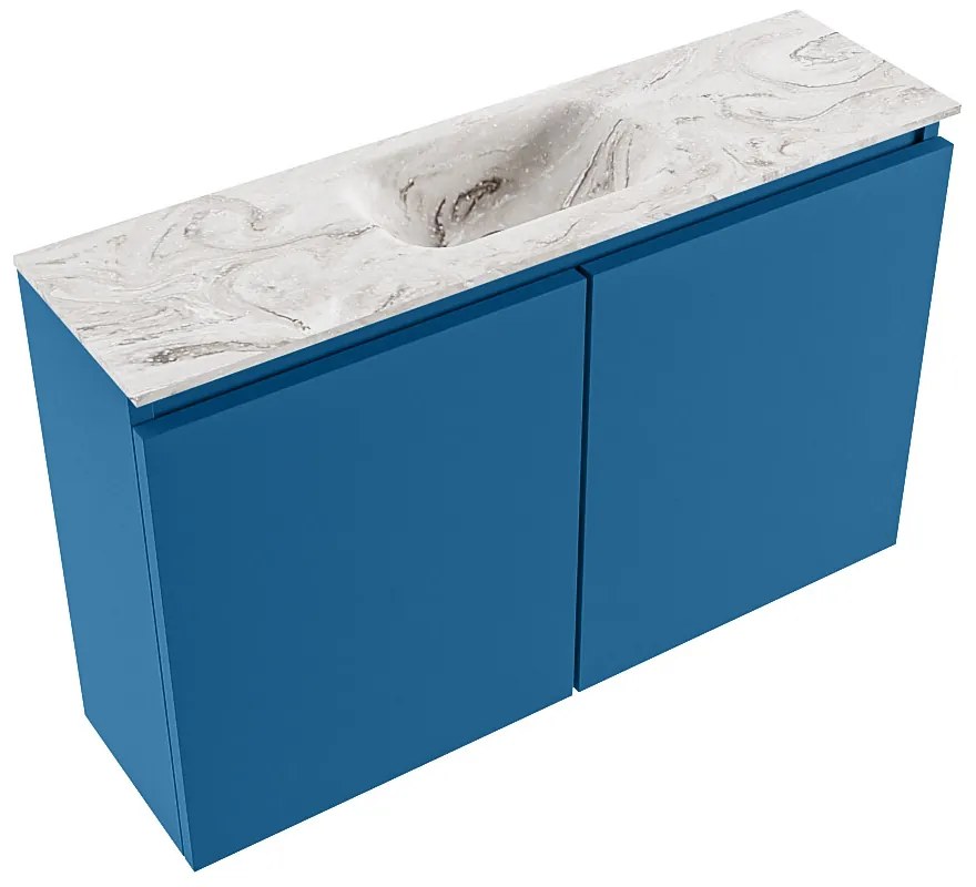 Mondiaz Ture DLux toiletmeubel 80cm jeans met wastafel glace midden met kraangat