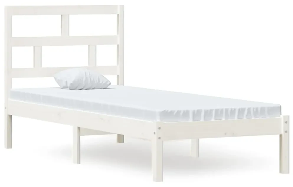 vidaXL Bedframe massief hout wit 75x190 cm 2FT6 Small Single