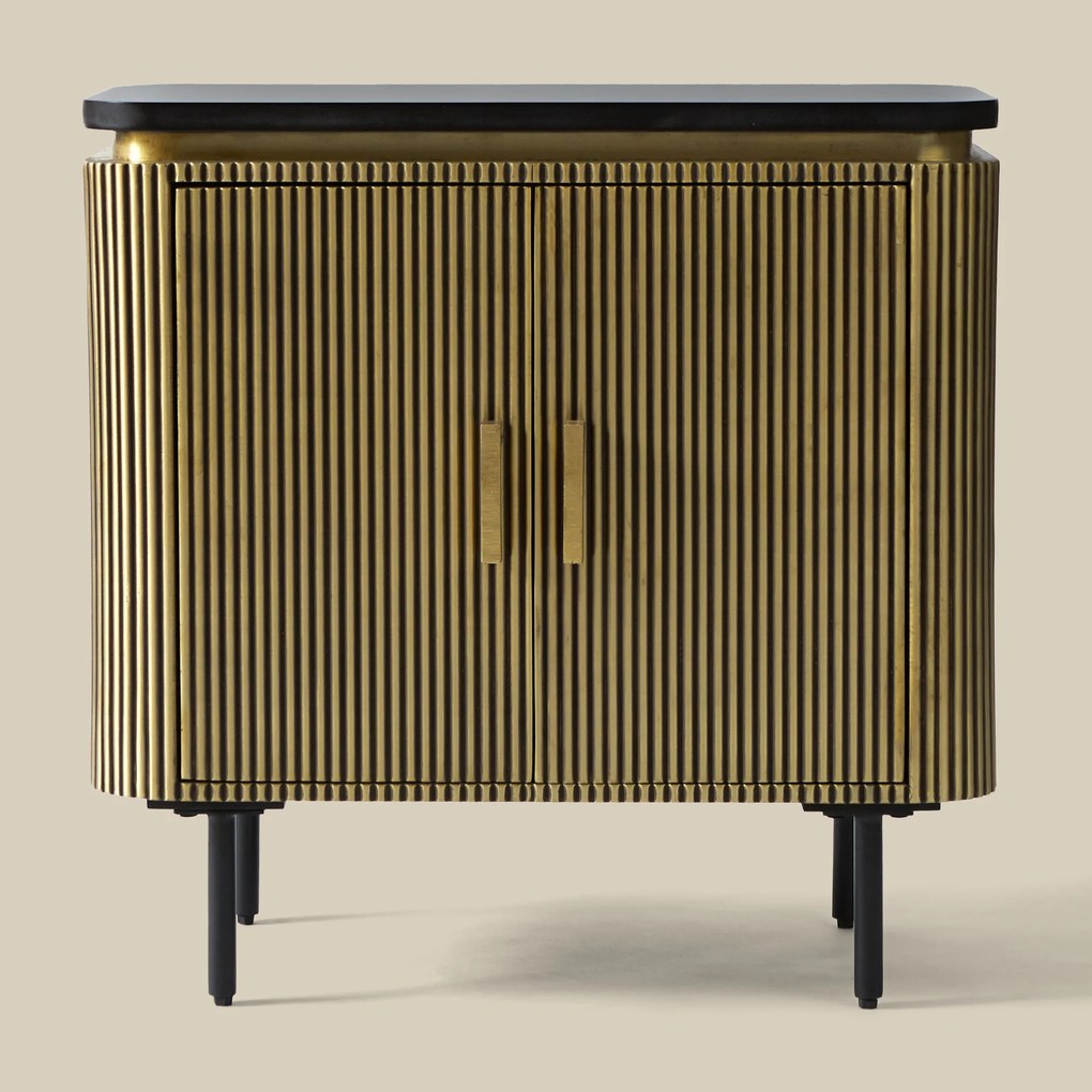 Ovaal Dressoir Goud Met Ribbels - 80x40x80cm.
