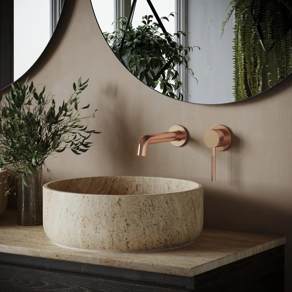 Saniclear Copper Stripes inbouw wastafelkraan geborsteld koper