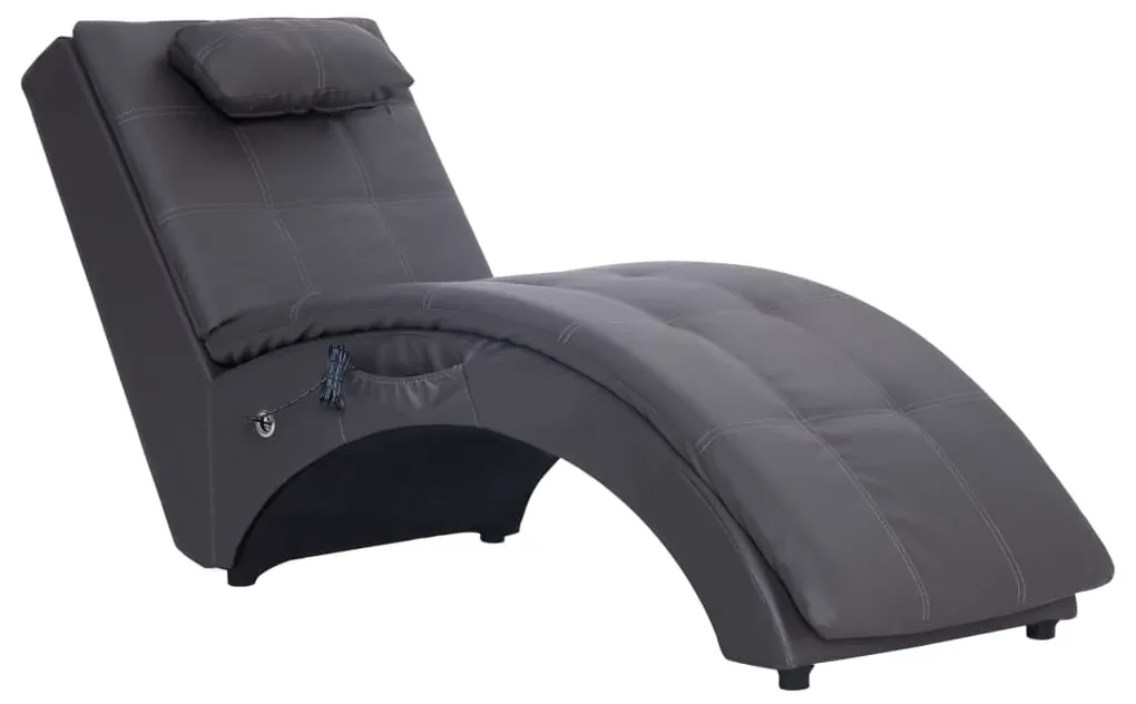 vidaXL Massage chaise longue met kussen kunstleer grijs