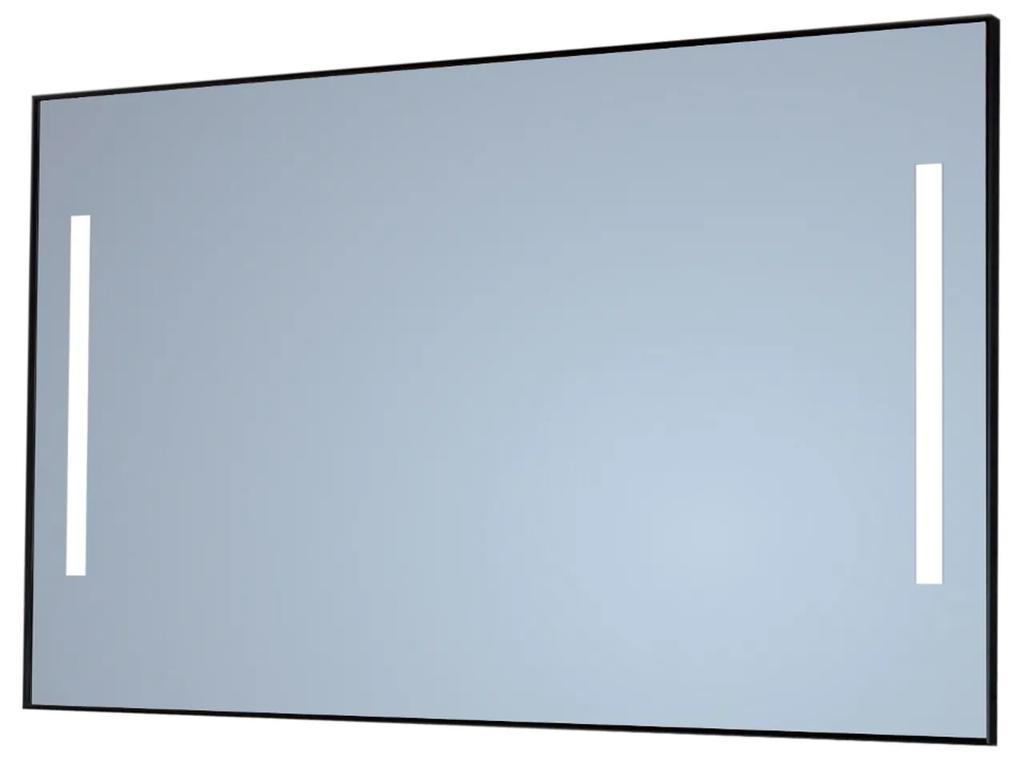 Badkamerspiegel Sanicare Q-Mirrors Twee Verticale Banen 'Cool White' LED-Verlichting 70x90x3,5 cm Zwarte Omlijsting