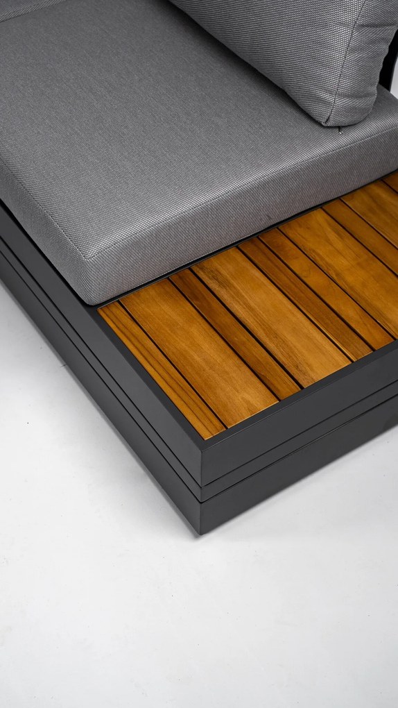 DATHO OUTDOOR Hoek Loungeset - Formentera - Aluminium - Teak - Smoked Grey - Datho Outdoor