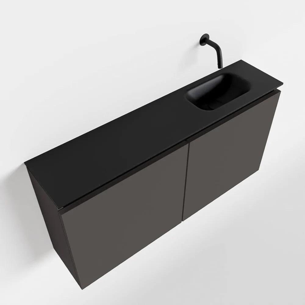 Mondiaz Ture 100cm toiletmeubel dark grey met wastafel urban rechts geen kraangat