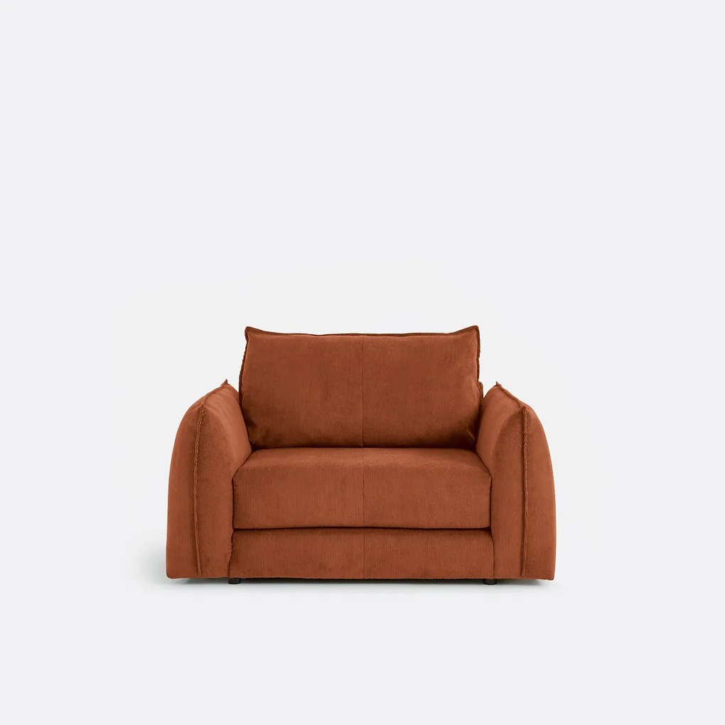 Rechte, uitklapbare fauteuil, 1-zits, van fijn geribd fluweel, TIKI