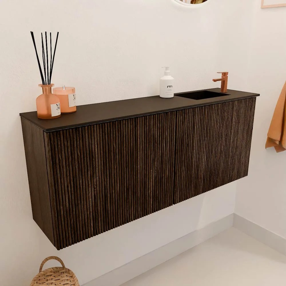 Mondiaz Joya 100cm toiletmeubel walnut met wastafel faye rechts 1 kraangat urban