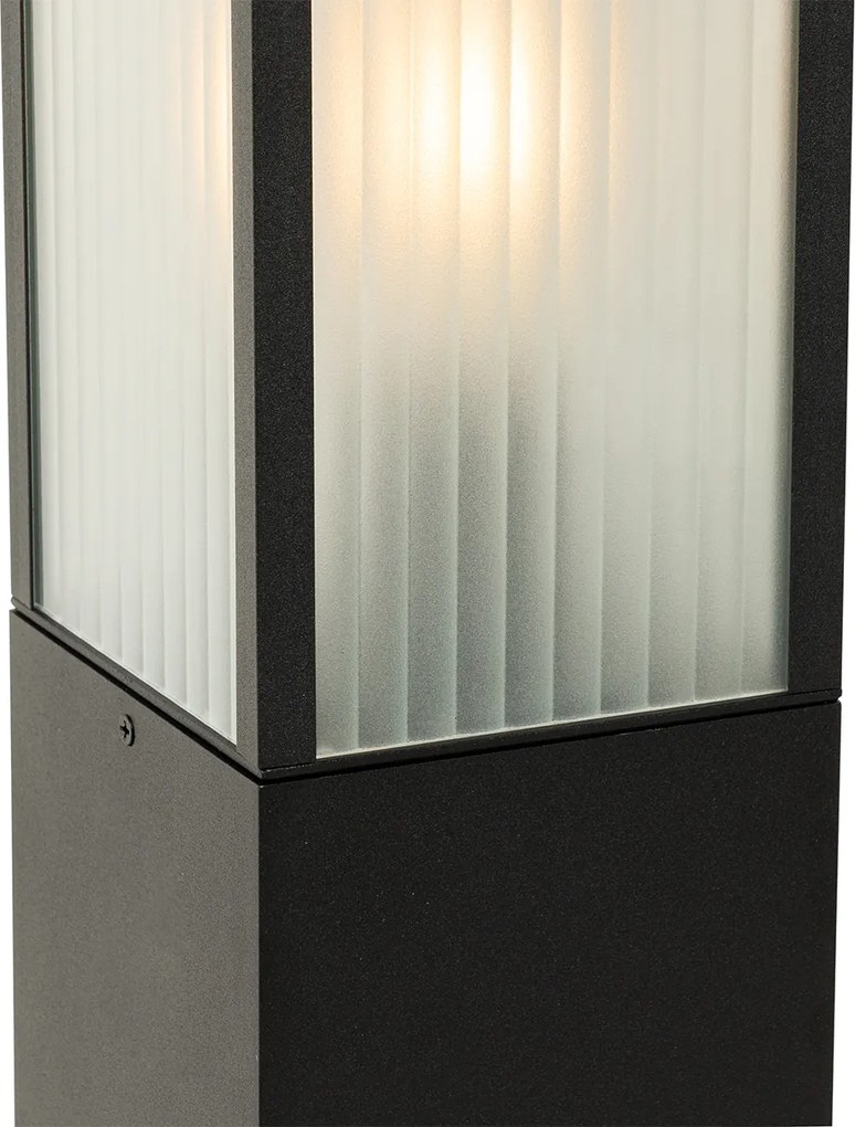 Staande buitenlamp zwart met ribbel glas 80 cm IP44 - Charlois