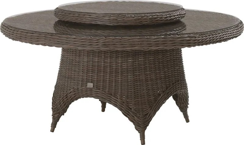 4 Seasons Outdoor Madoera eettafel XL colonial Ø 170 cm met Lazy Susan  Tuintafel    antraciet weerbestendig