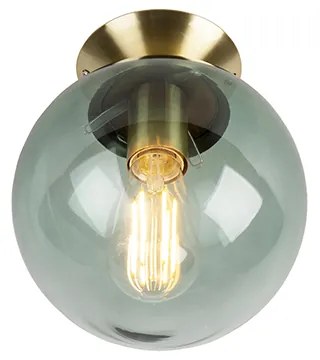 Art deco plafondlamp messing met groen glas - Pallon