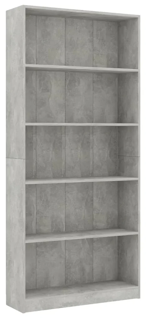 vidaXL Boekenkast met 5 schappen 80x24x175 cm bewerkt hout betongrijs