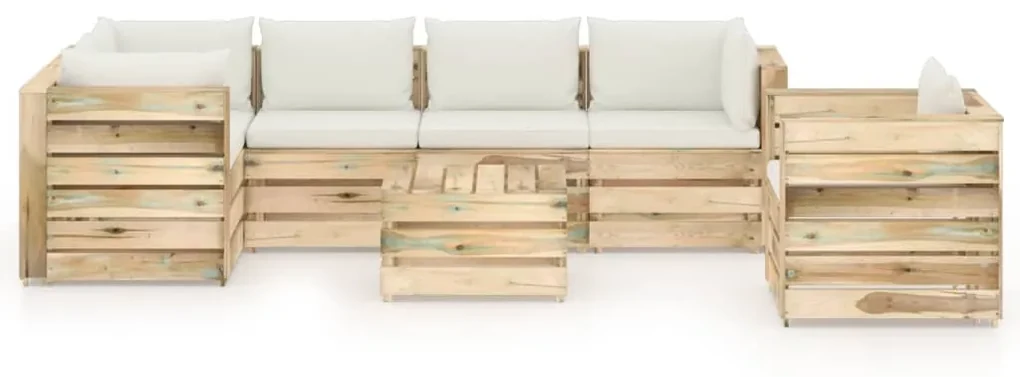 vidaXL 7-delige Loungeset met kussens groen geïmpregneerd hout