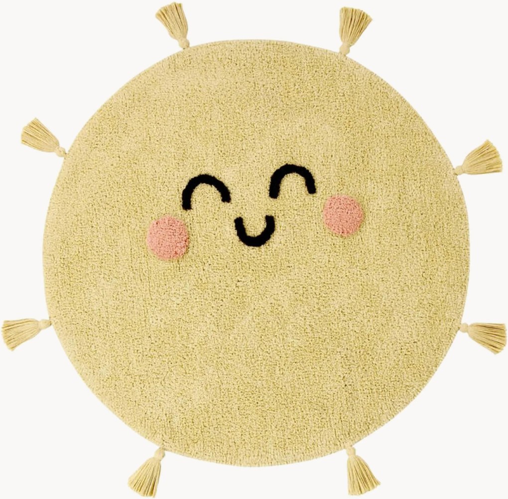 Handgeweven kindervloerkleed You're My Sunshine met kwastjes, wasbaar