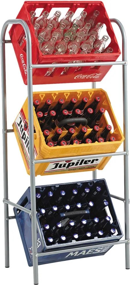 Practo Home krattenrek 3 of 6 kratten grijs - Flessen- en krattenrekken - 34x55,2x116cm