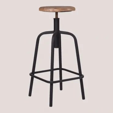 Hoge verstelbare kruk in staal en hout Ery Style Zwart - Sklum