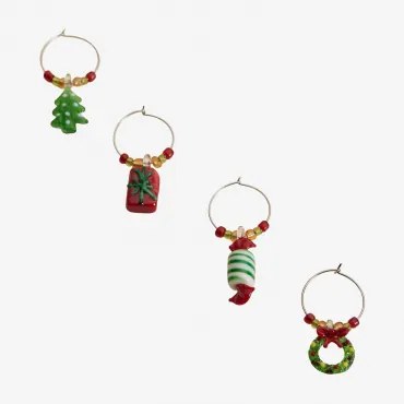 Set Van 4 Kerstglasmarkeerders In Glas Lapland Multicolor Classic - Sklum
