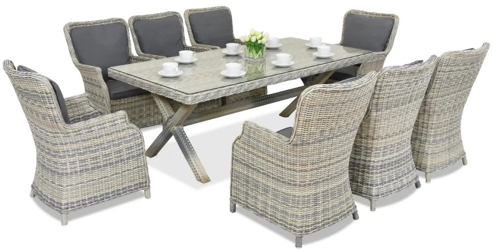 London technorattan eetset voor 8 personen Garden Point antraciet
