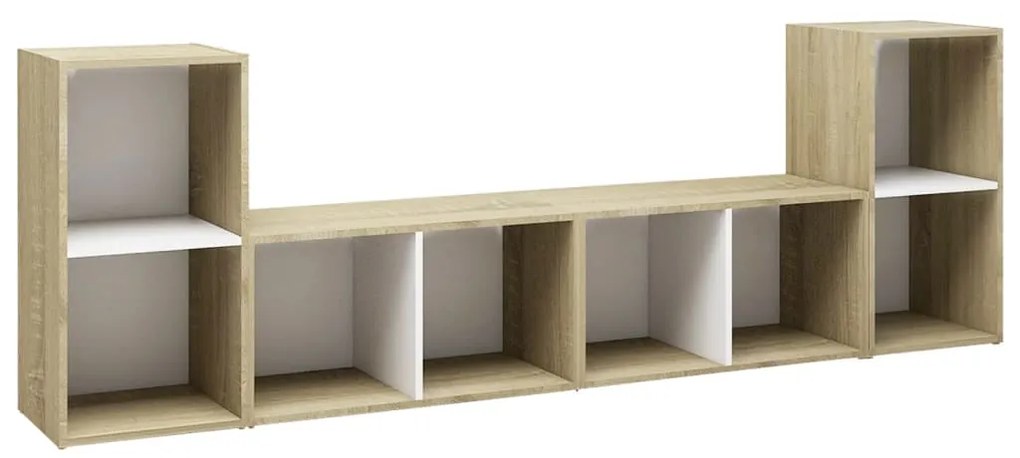 vidaXL Tv-meubelen 4 st 72x35x36,5 cm spaanplaat wit sonoma eikenkleur