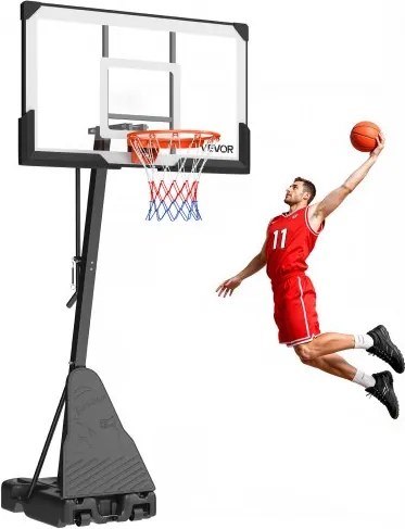 VEVOR Draagbare Basketbalstandaard, 2,3-3,05 m in hoogte verstelbaar (handmatig) Basketbalring, Basketbalsysteem met 139 cm PC-achterbord, Basketbalringsysteem met achterbord voor terrassen en scholen
