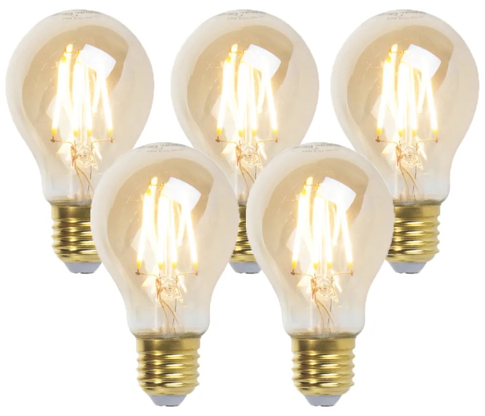 Set van 5 E27 dimbare LED lampen goldline 5W 380 lm 2200K