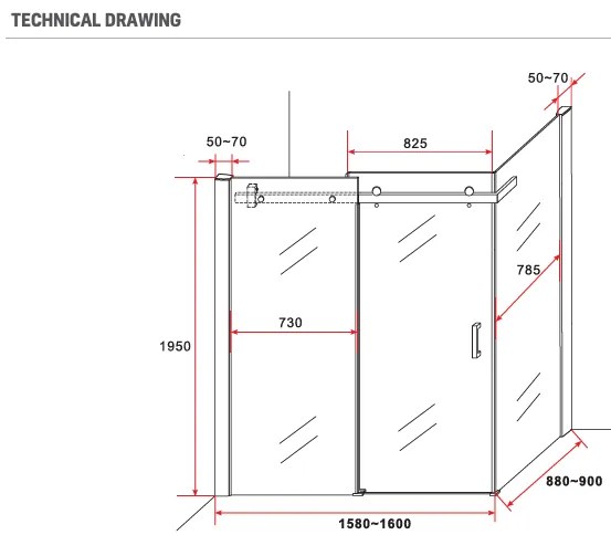 Sanigoods Onno douchecabine 160x90x195cm zwart mat