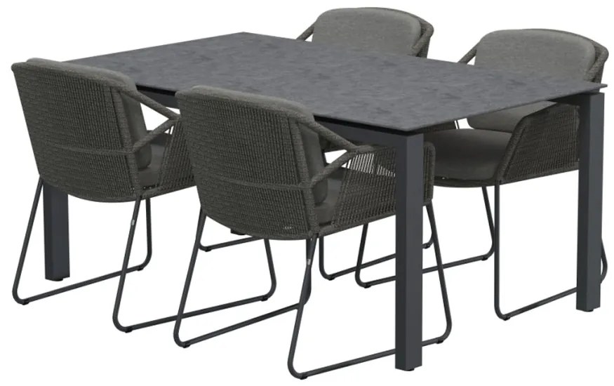 4 Seasons Outdoor Accor eetset met Bel Air teak tafel 240 cm  Tuinset    houtkleur weerbestendig