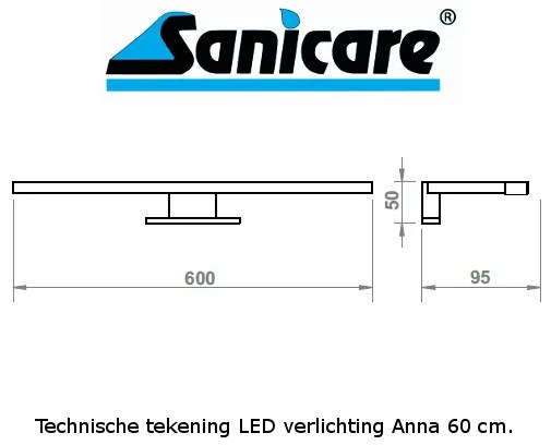 Sanicare Spiegelverlichting LED Anna 60cm. chroom