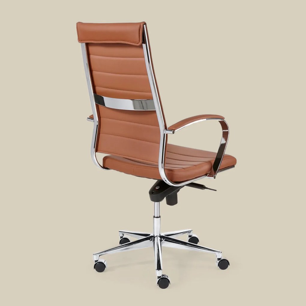 Design Bureaustoel Van Bruin PU-leder