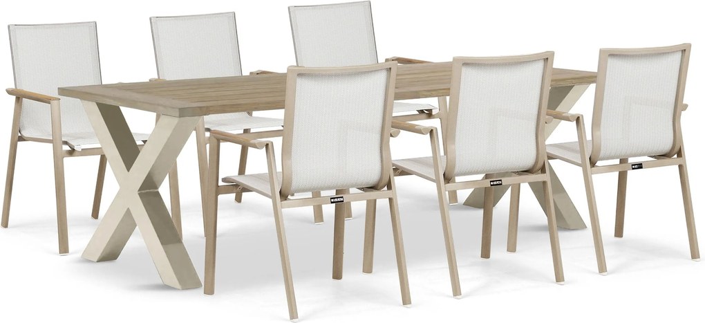 Tuinset 6 personen 240 cm Aluminium Zand/Beige Lifestyle Garden Furniture Fiora/Cardiff