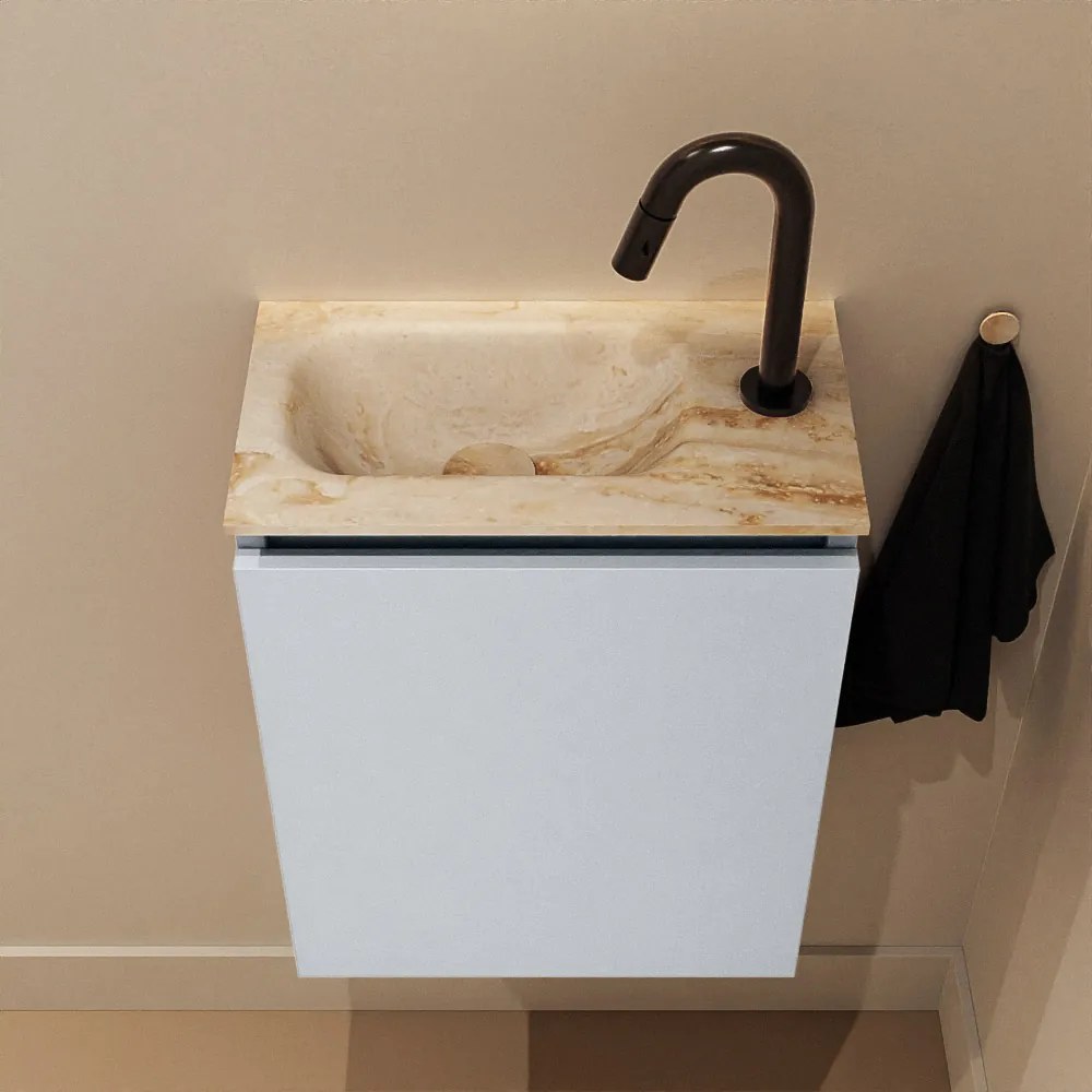 Mondiaz Ture DLux toiletmeubel 40cm clay met wastafel frappe links met kraangat