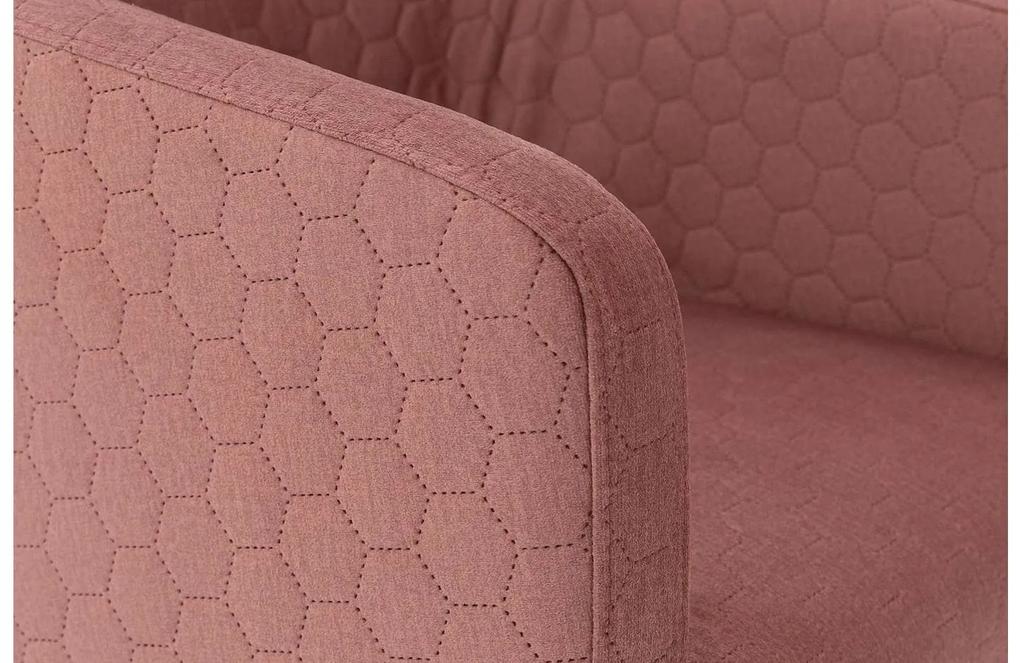 Goossens Eetkamerstoel Peda roze stof met armleuning, elegant chic