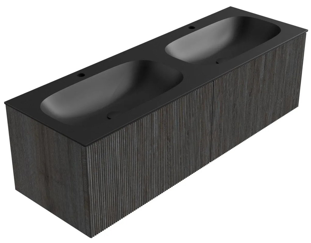 Mondiaz Kurve 140cm badmeubel shadow met 2 lades en wastafel big small dubbel 2 kraangaten urban