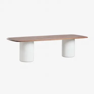 Rectangulaire Eettafel 270x110 Cm Van Acaciahout Leighton Donker Acaciabruin & Helder Wit - Sklum