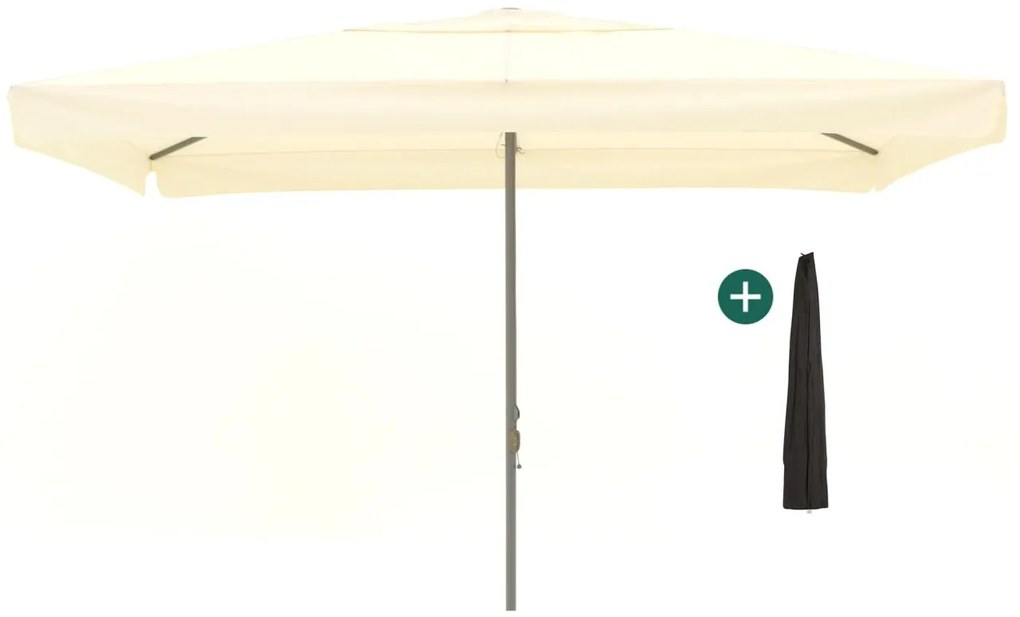 + 15% kassakorting | Parasol Shadowline Bonaire | Inclusief hoes | Rechthoekig | 400x300cm | Met katrol | Wit | Kees Smit Tuinmeubelen