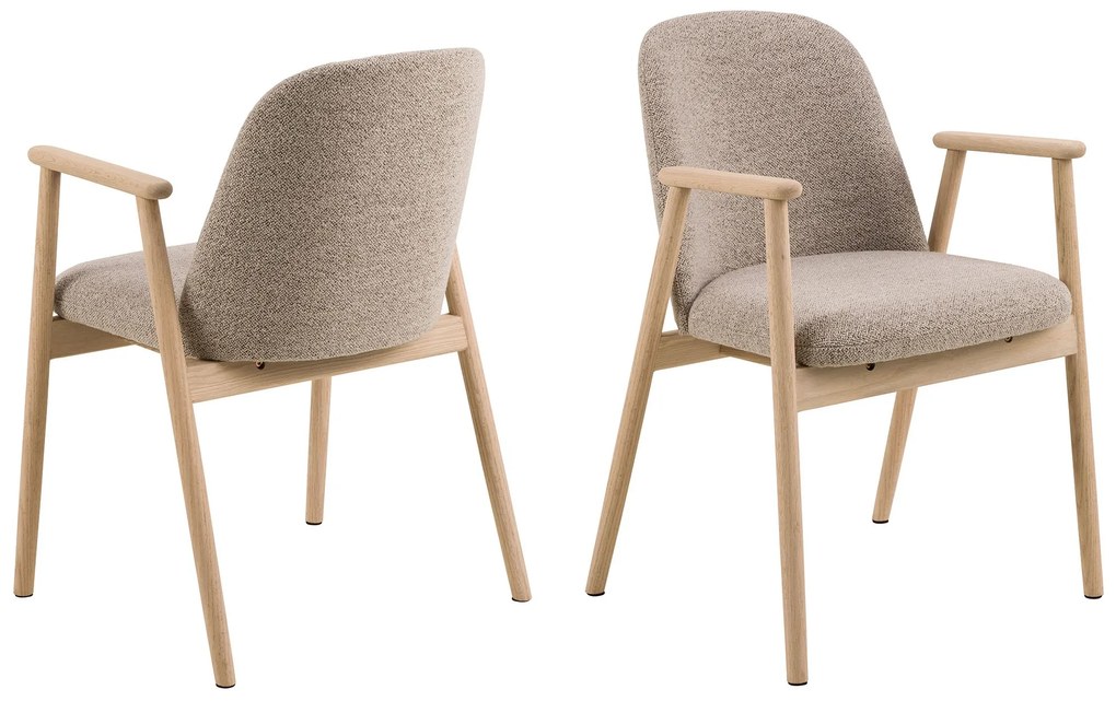 RODERIC Beige Latte (stof Monza 60)/frame geolied eiken - HOUTEN STOEL VOOR WOONKAMER, EETKAMER, KEUKEN RETRO