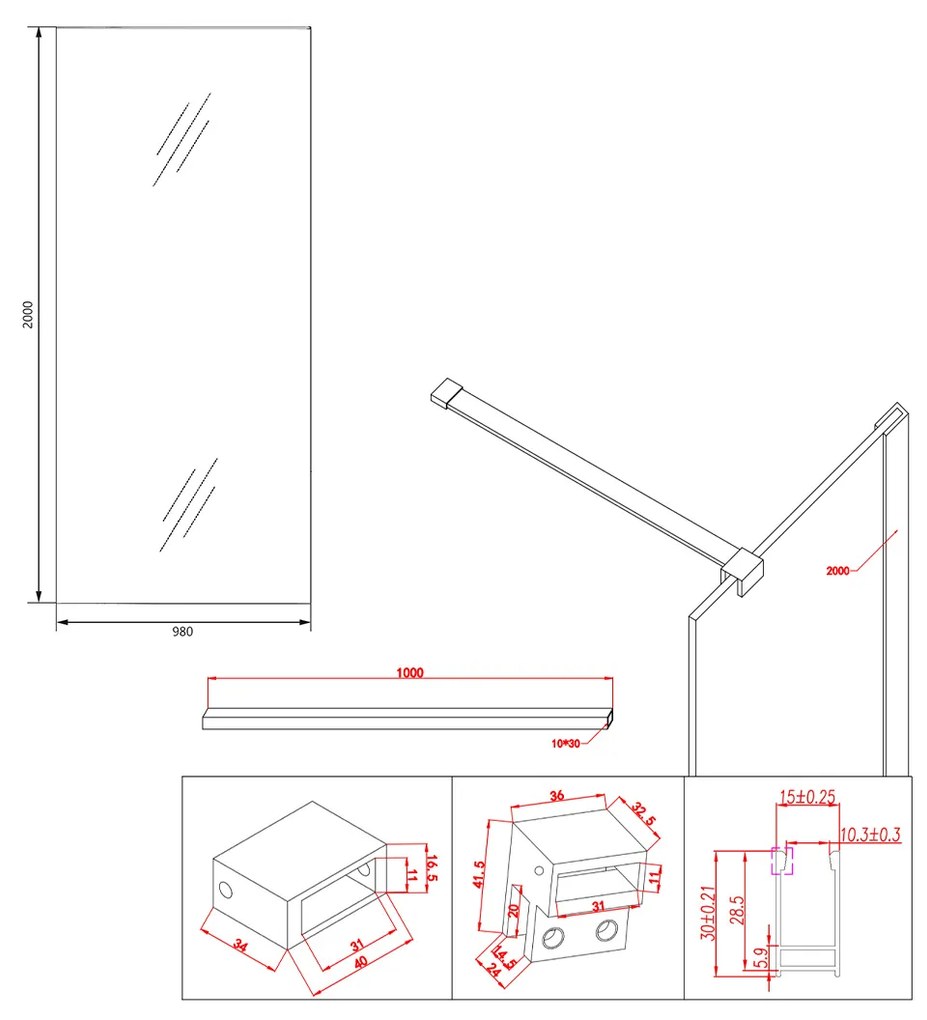 Saniclear Redro douchewand 100cm anti-kalk 8mm RVS