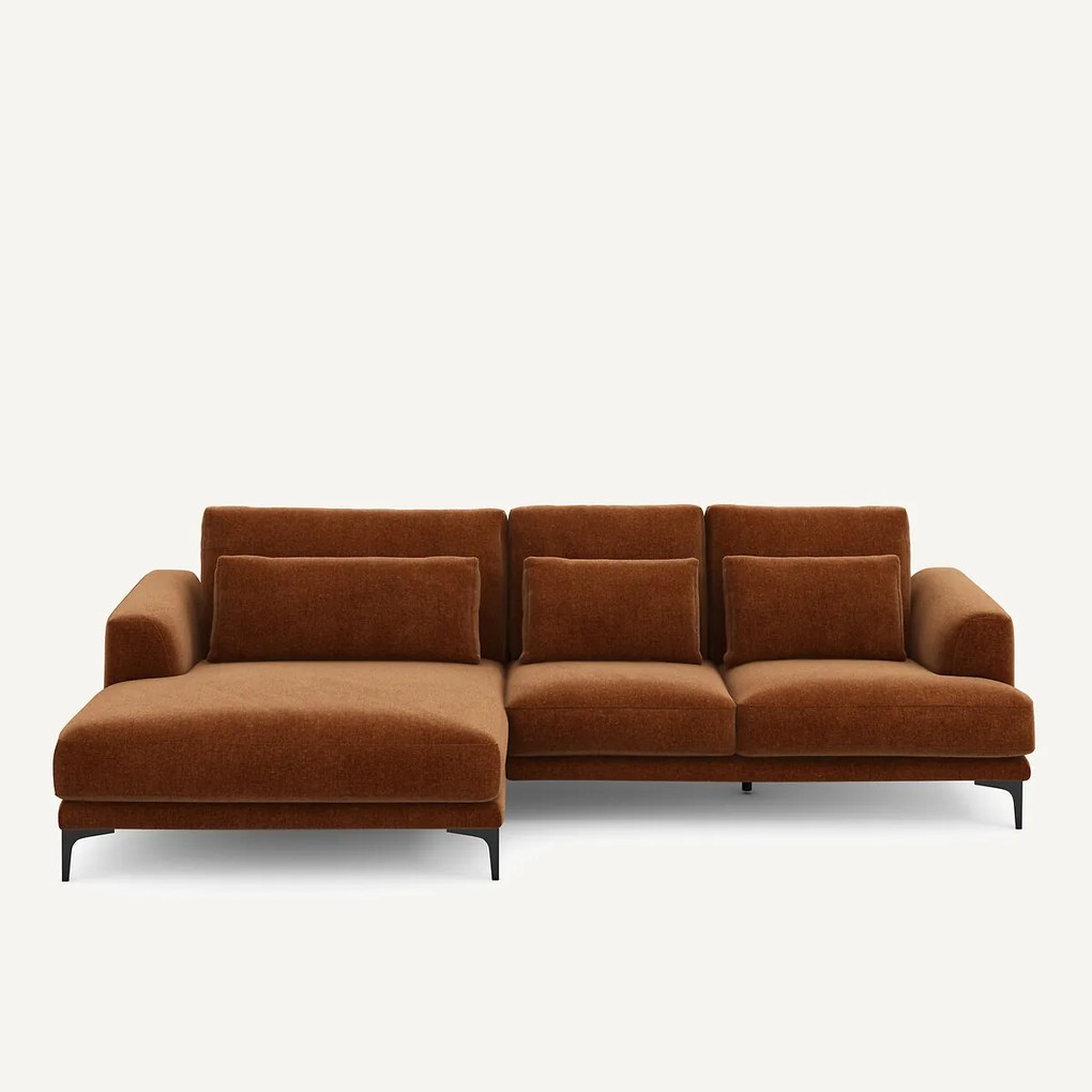 XL hoekbank links in chenille fluweel, MARSILE