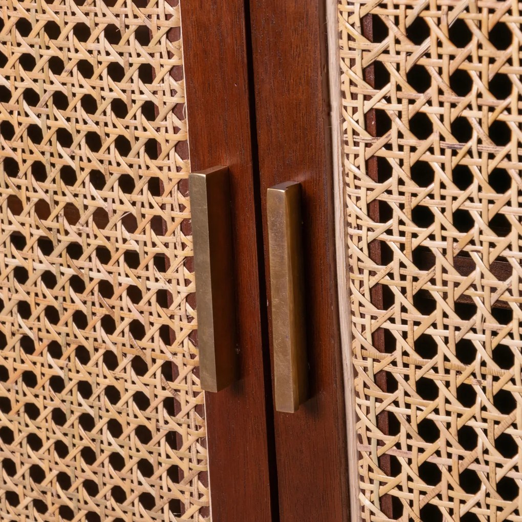 Rotan Webbing Tv-meubel Donkerbruin - 160x40x65cm.