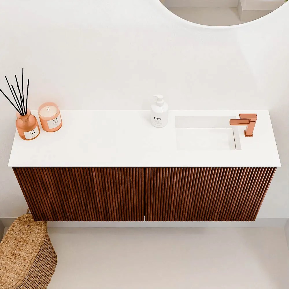 Mondiaz Joya 90cm toiletmeubel ruby met wastafel faye rechts 1 kraangat talc