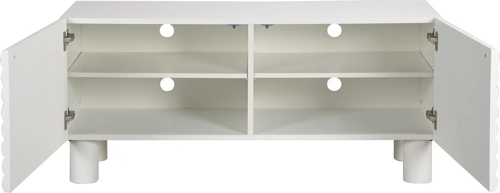 Tv-meubel Met Strepen Mat Wit 120 Cm - 120x40x55cm.