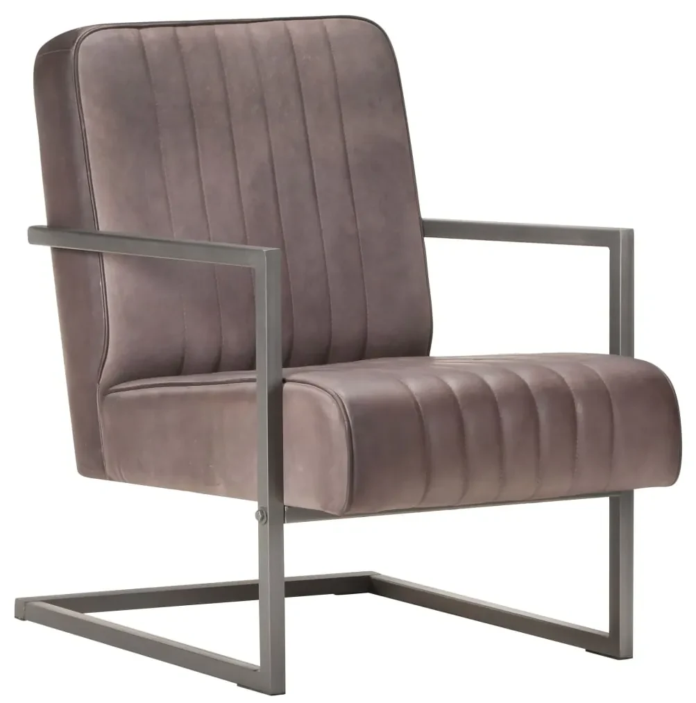 vidaXL Fauteuil echt leer verweerd bruin