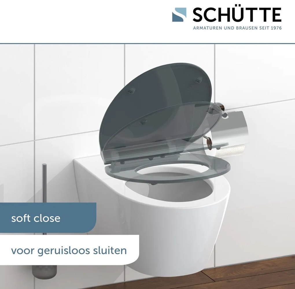 Schutte Presley dunne toiletzitting met softclose en quick release zwart